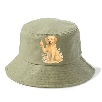 Labrador Retriever yellow sitting pretty, friendly face, strong paw up with sass - Bucket Hat - Army Green