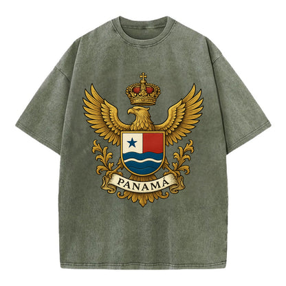 Panama Heritage Badge  - Vintage T-shirt - Army Green