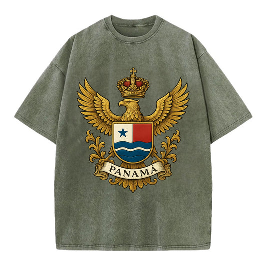 Panama Heritage Badge  - Vintage T-shirt - Army Green