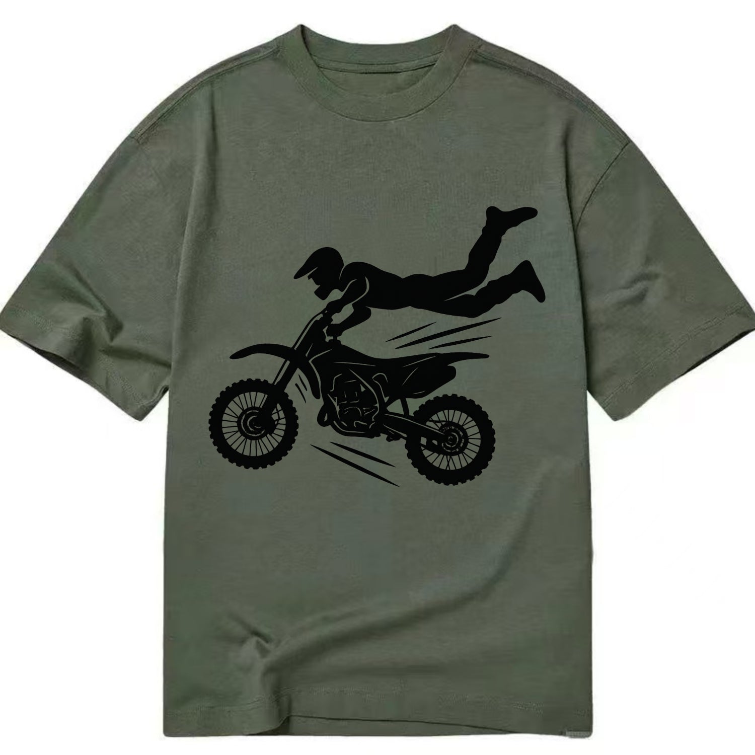 Motocross rider airborne trick - Classic T-shirt - Army Green