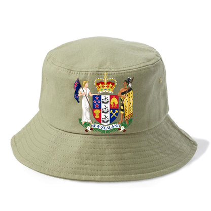 Coat Of Arms Of New Zealand - Bucket Hat - Army Green