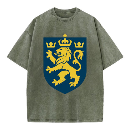 Sweden Three Crowns Emblem  - Vintage T-shirt - Army Green
