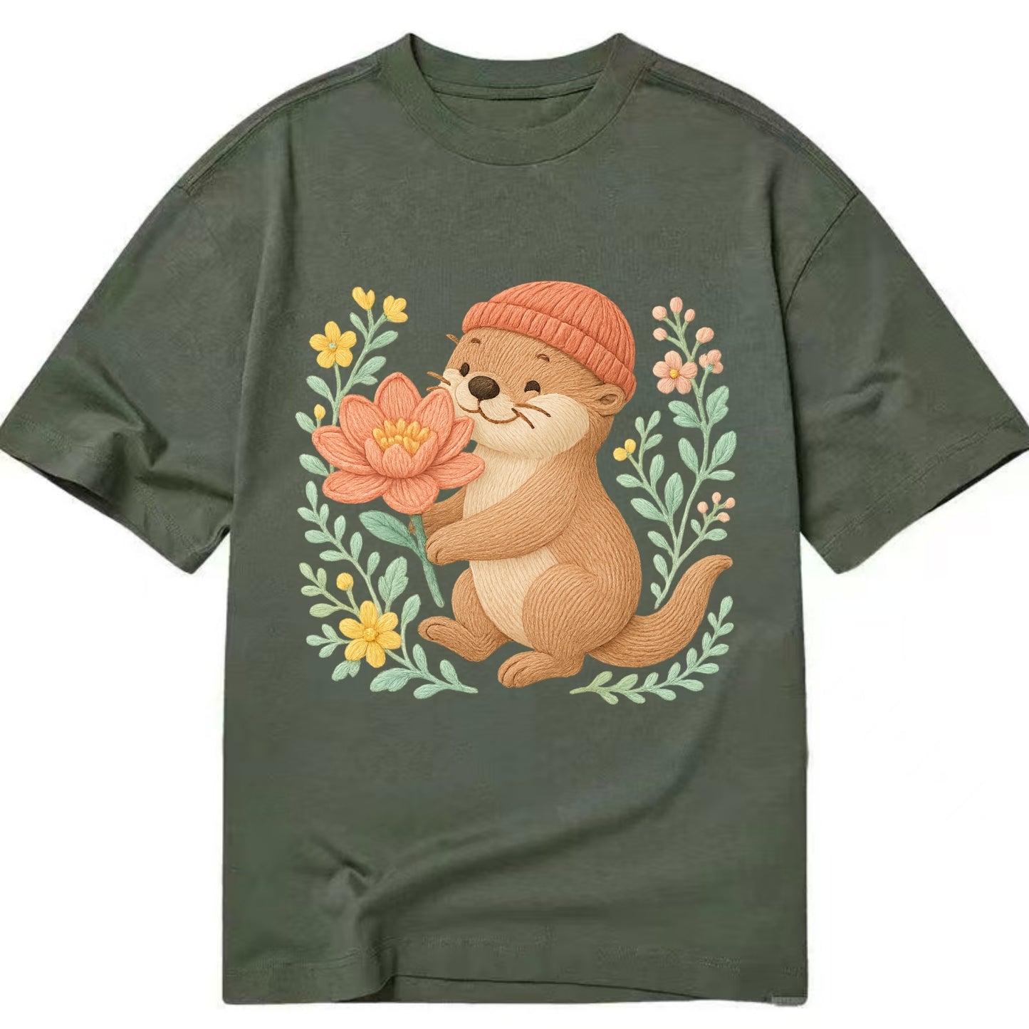 Peach Otter - Classic T-shirt - Army Green