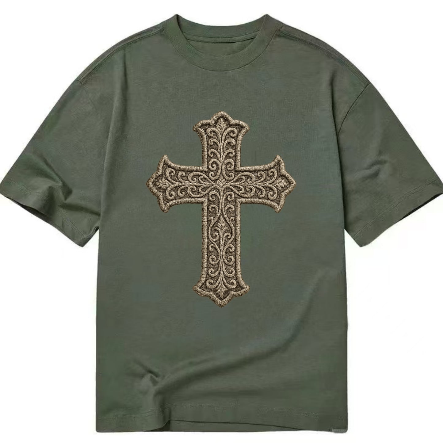 Filigree Cross  - Classic T-shirt - Army Green