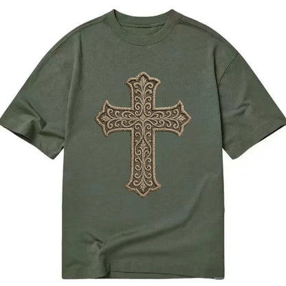 Filigree Cross  - Classic T-shirt - Army Green
