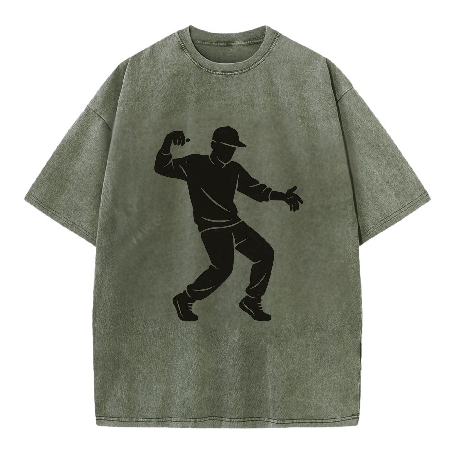 Hip-hop dancer popping and locking - Vintage T-shirt - Army Green