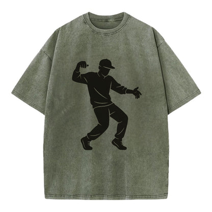 Hip-hop dancer popping and locking - Vintage T-shirt - Army Green