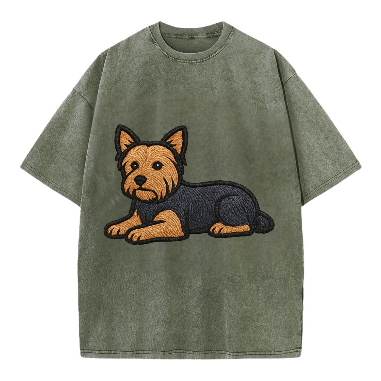 Yorkshire Terrier - Blue and tan relaxed Vintage T-shirt - Army Green