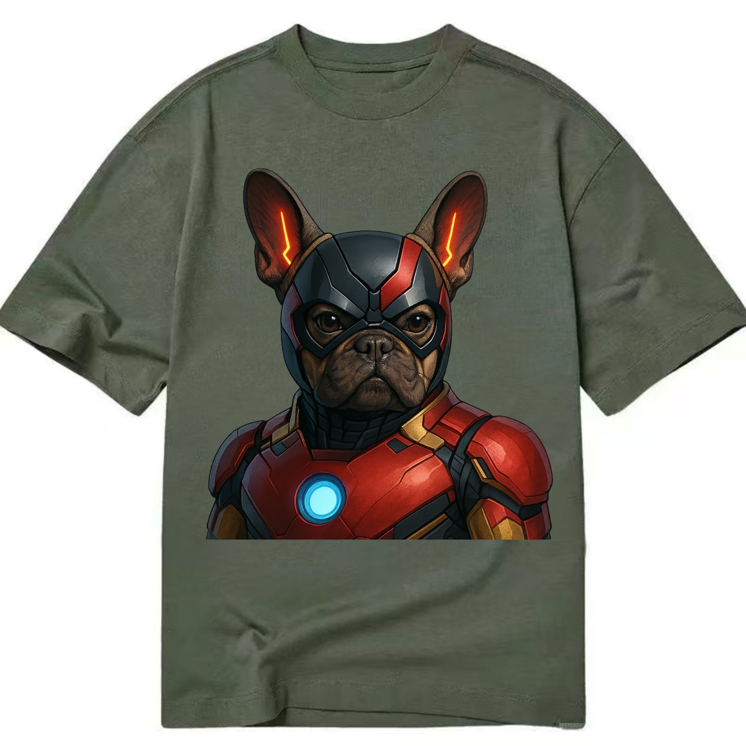 French Bulldog Iron Man  - Classic T-shirt - Army Green