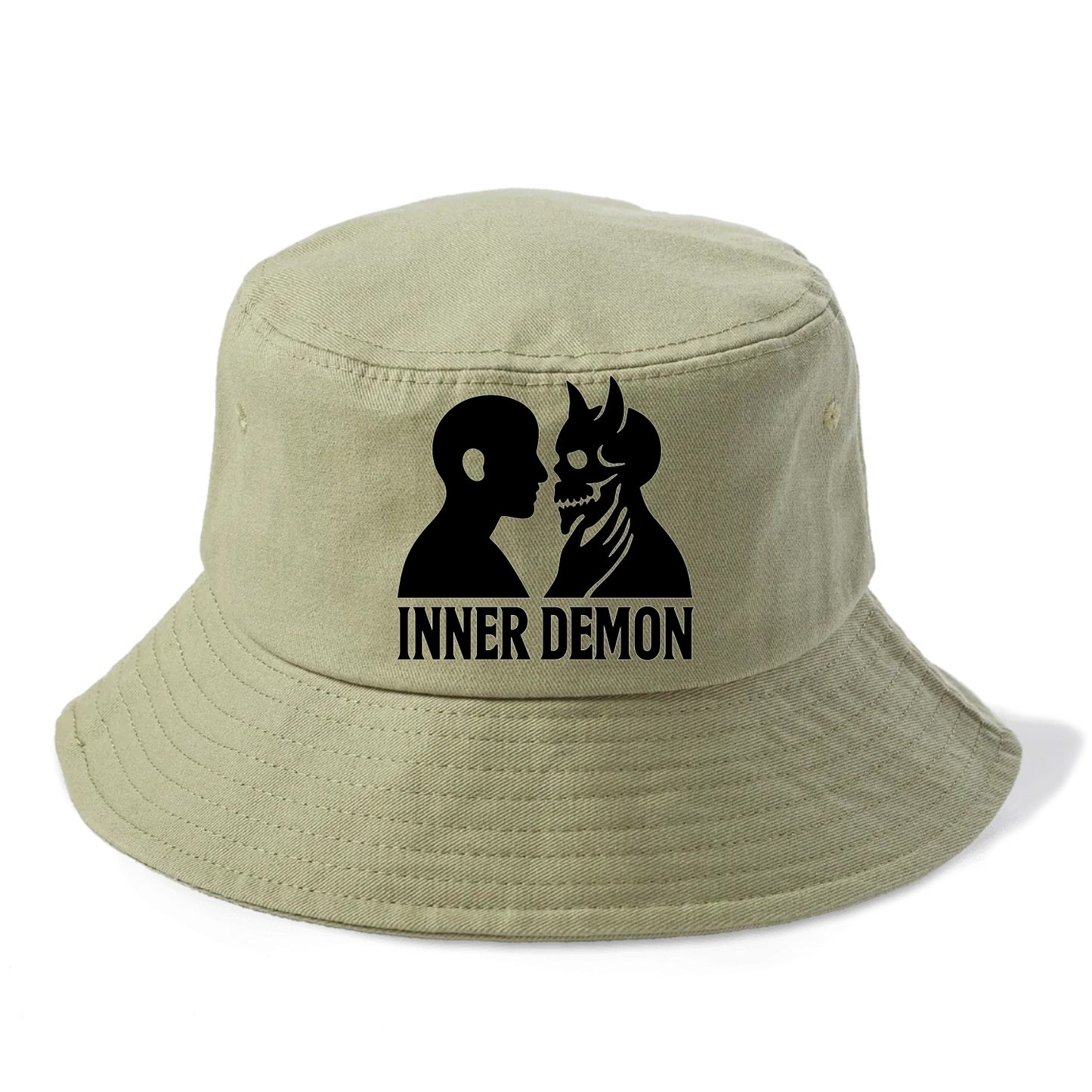 Inner Demon - Figure confronting shadow Bucket Hat - Army Green