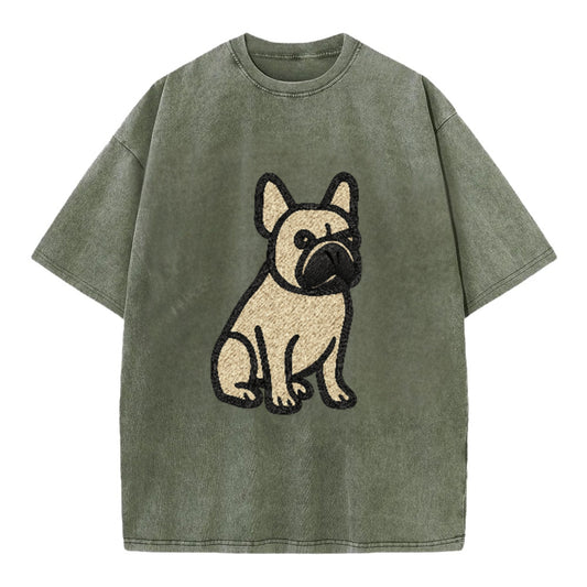 French Bulldog Fawn Colored Clean Sitting Pose Vintage T-shirt - Army Green