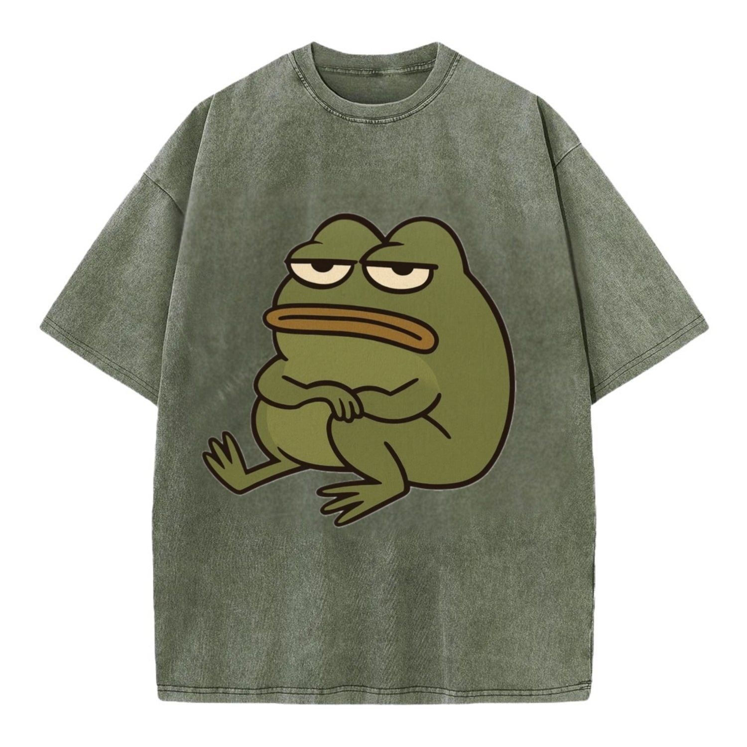 The Frog Judges Silently - Vintage T-shirt - Army Green