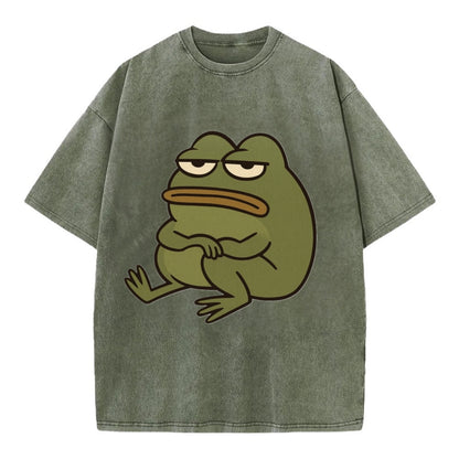 The Frog Judges Silently - Vintage T-shirt - Army Green