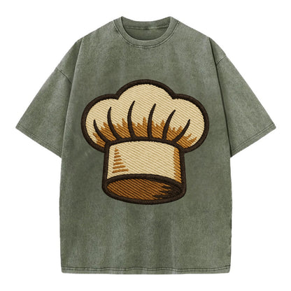 Chef Hat  - Vintage T-shirt - Army Green