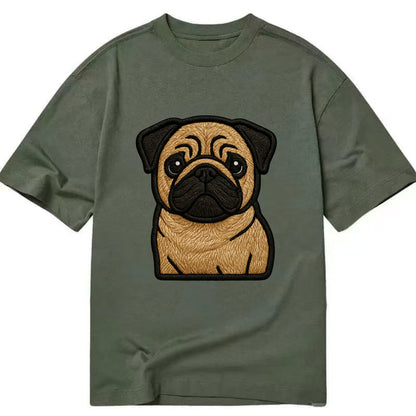 Pug - Contemporary wrinkled design with - Classic T-shirt - Army Green