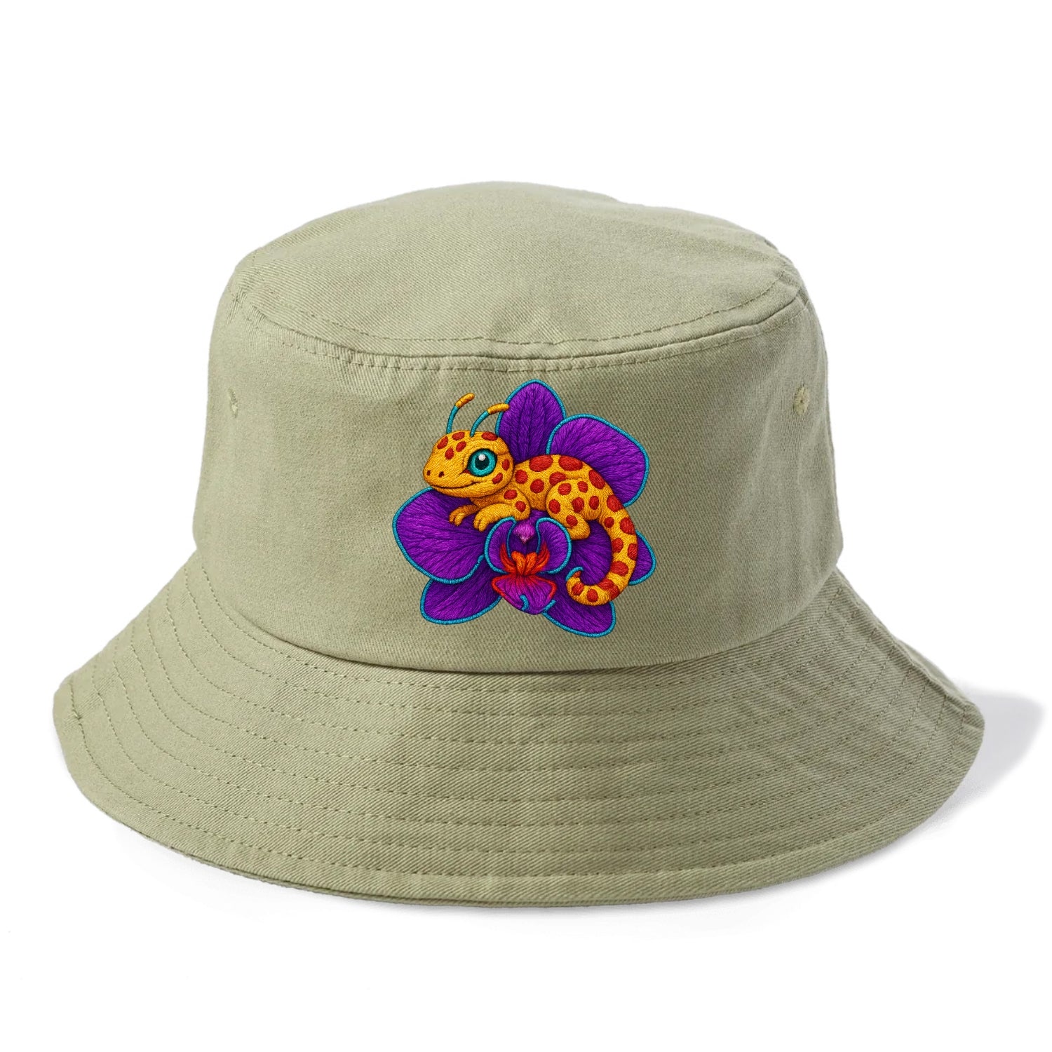Leopard Orchid - Bucket Hat - Army Green