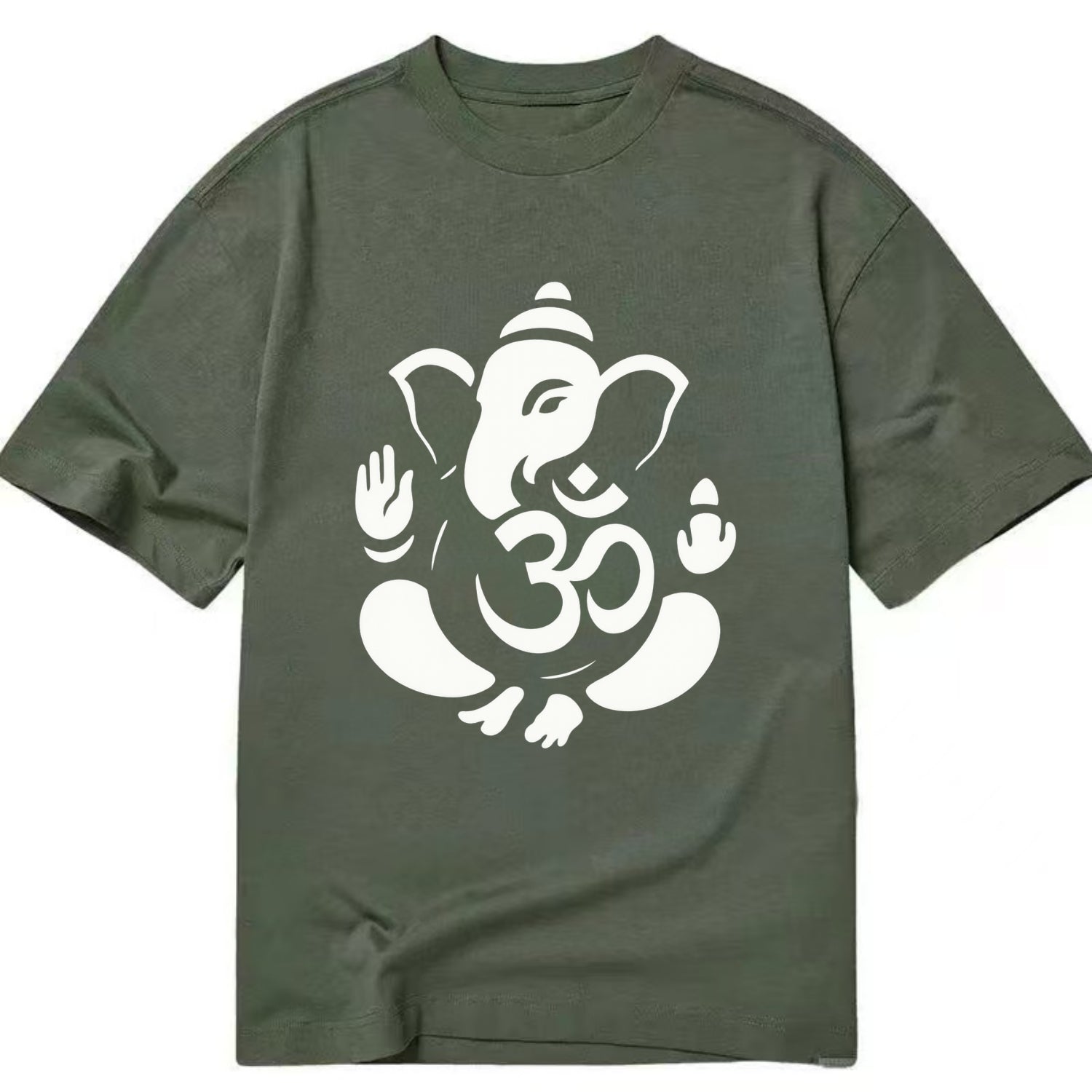 Ganesha elephant silhouette - negative space creates om symbol - Classic T-shirt - Army Green