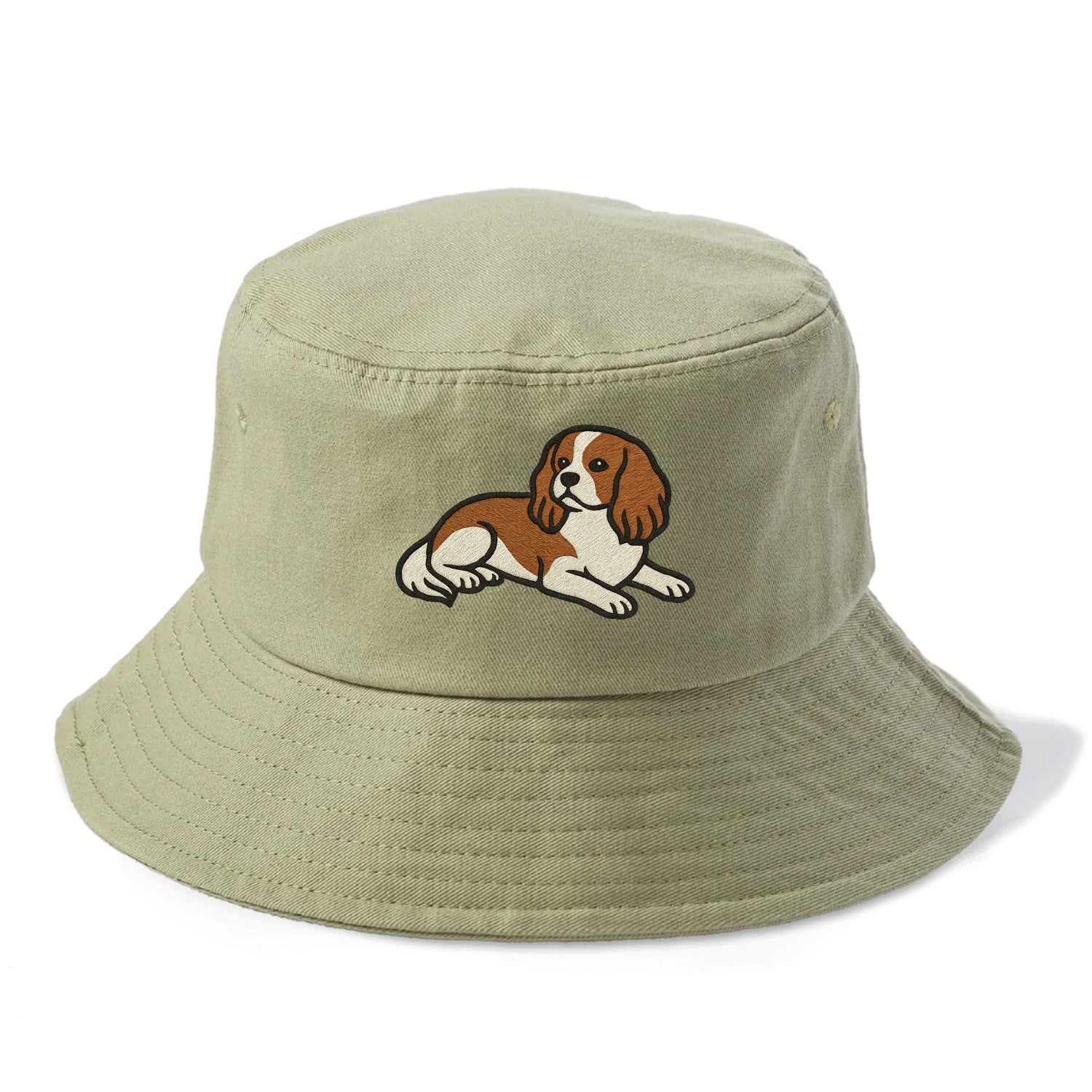 Cavalier King Charles Spaniel - Blenheim Bucket Hat - Army Green