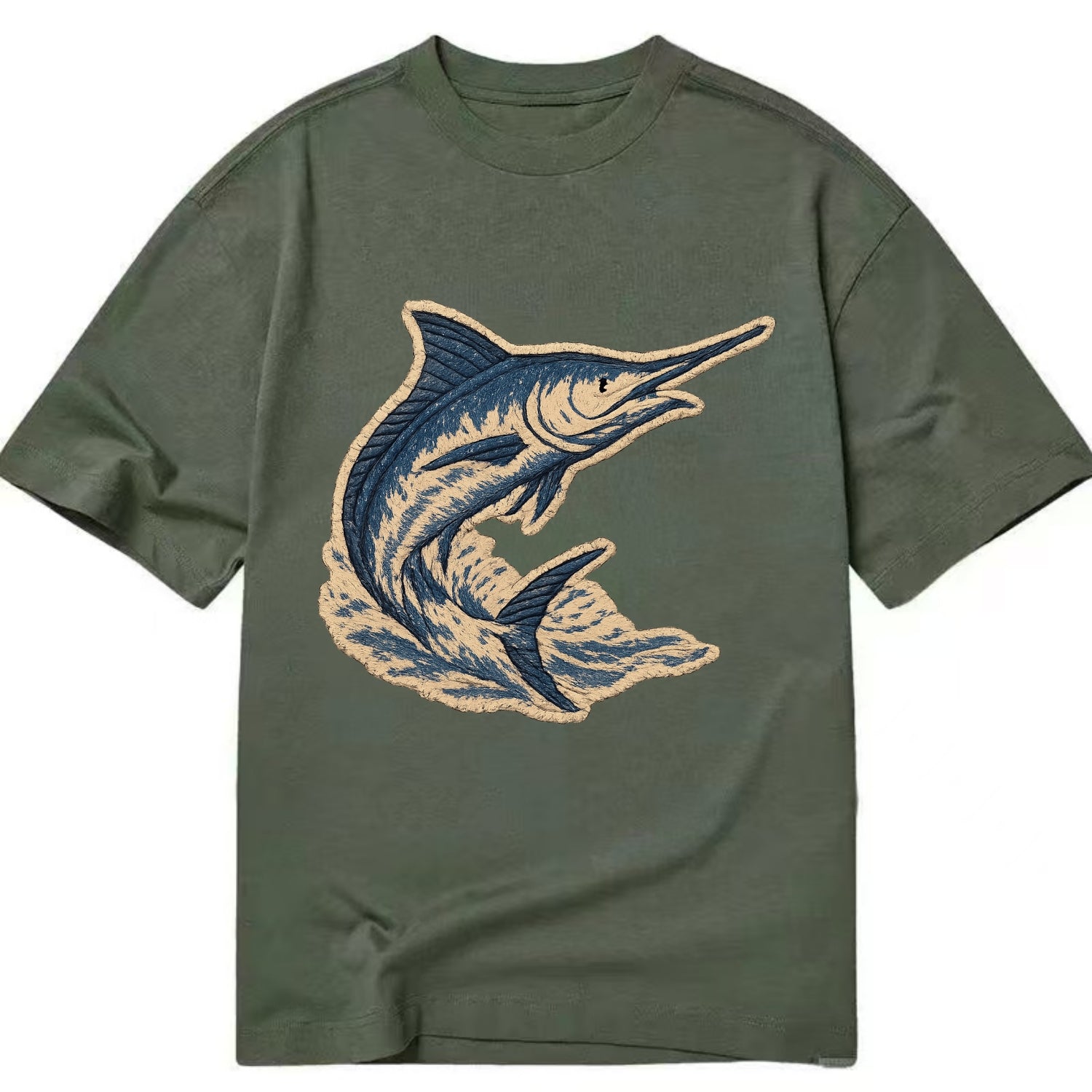 SWORDFISH MARLIN - leaping marlin in blue and silver , sport fishing - Classic T-shirt - Army Green
