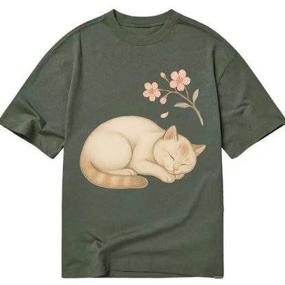 Zen Garden Cat  - Classic T-shirt - Army Green