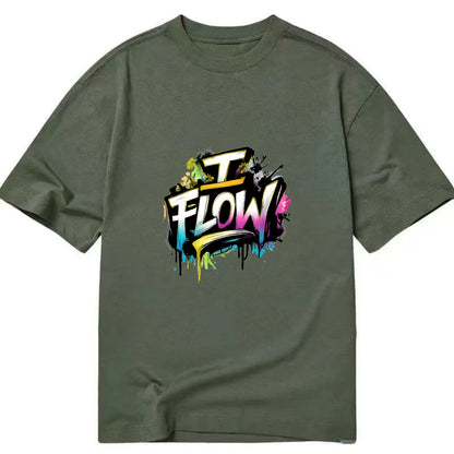 Bold typography design - "I FLOW" - going with life, easy movement - Classic T-shirt - Army Green