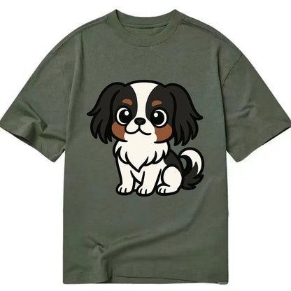 Japanese Chin - Black and white sitting pose - Classic T-shirt - Army Green