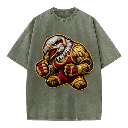 Embroidered patch design - WRESTLING EAGLE - fierce eagle with wrestling singlet - Vintage T-shirt - Army Green