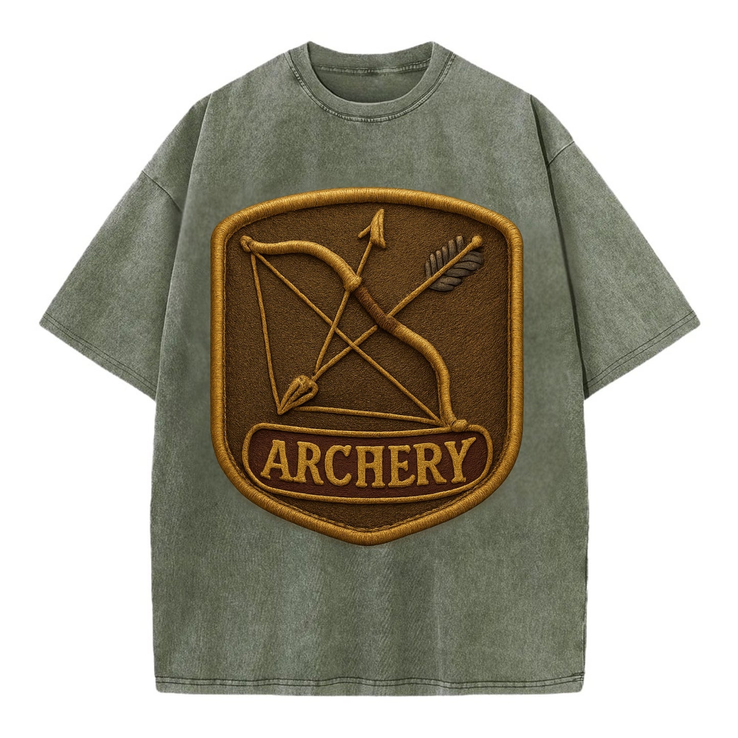 Bow and arrow crossed - archery enthusiast - Vintage T-shirt - Army Green