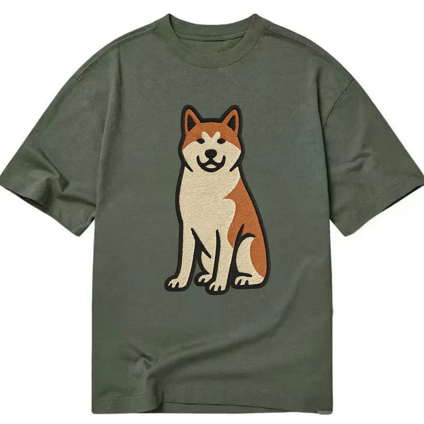 Akita - White and red sitting pose - Cla Classic T-shirt - Army Green