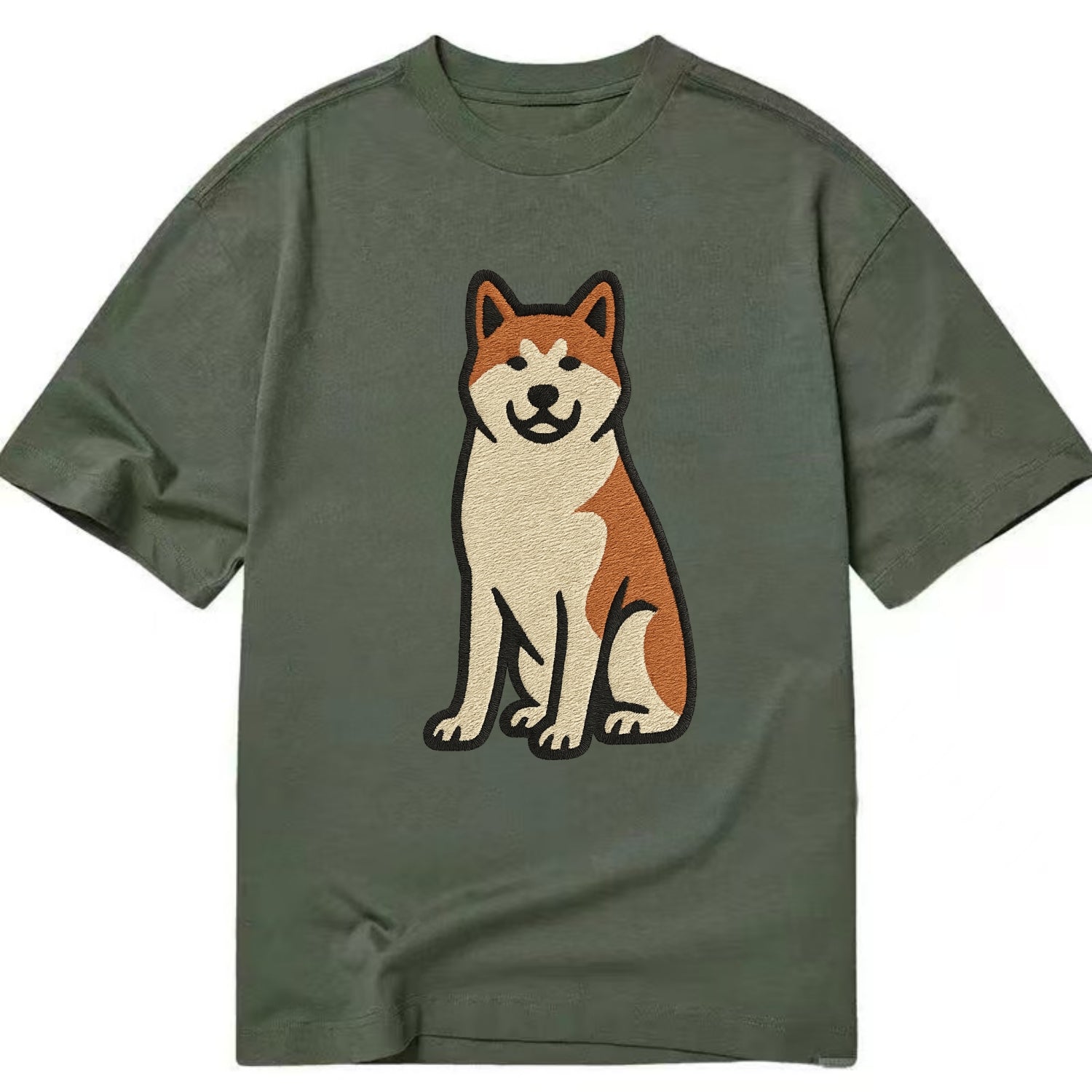 Akita - White and red sitting pose - Cla Classic T-shirt - Army Green