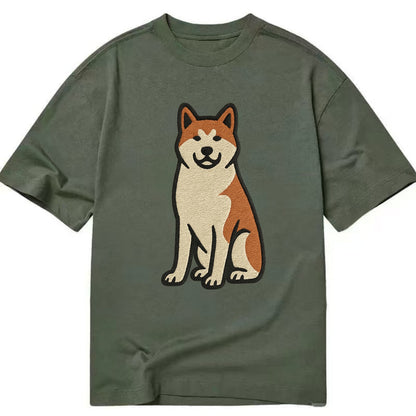 Akita - White and red sitting pose - Cla Classic T-shirt - Army Green