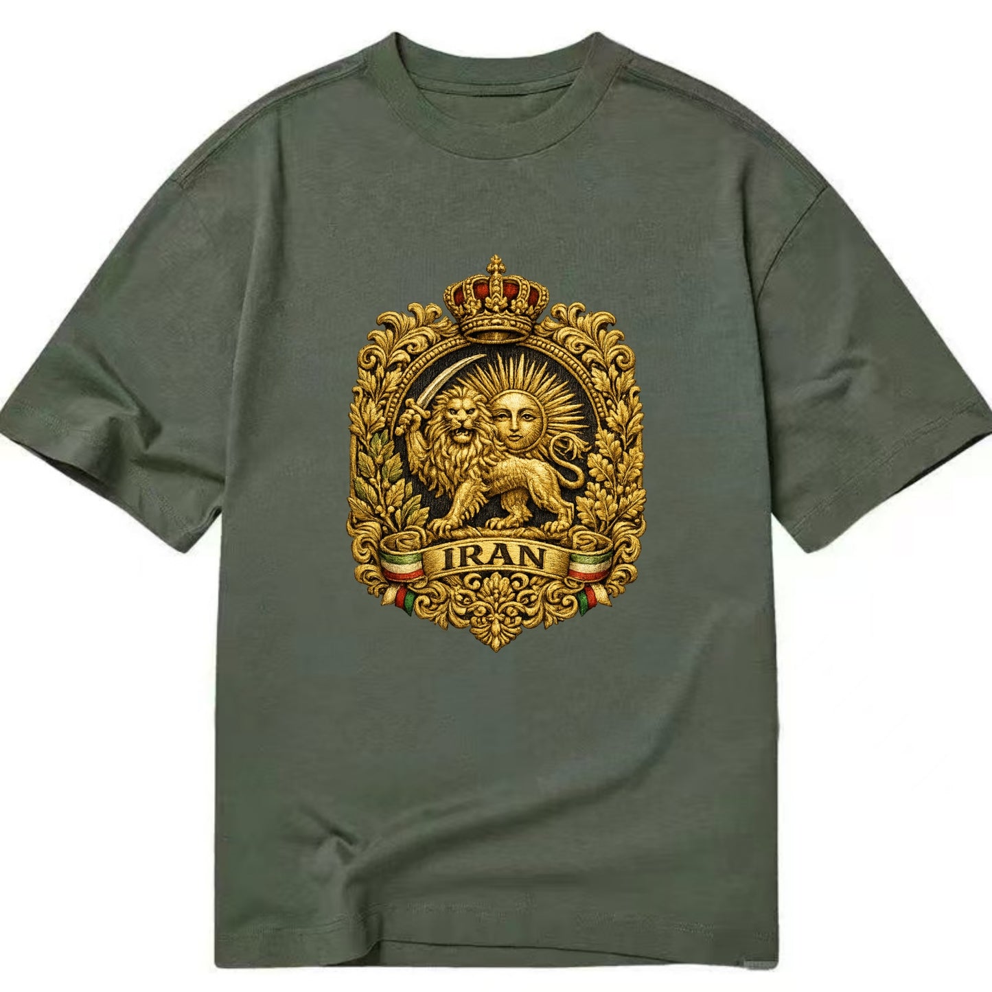 Iran Lion Sun Badge - Classic T-shirt - Army Green