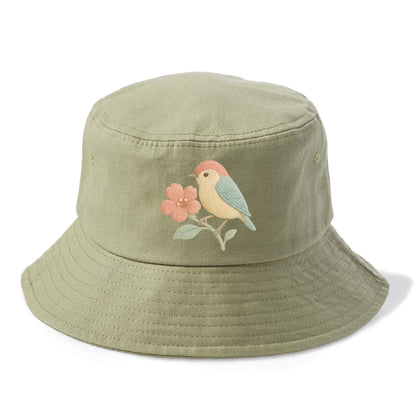 Peach Flowerpecker - Bucket Hat - Army Green