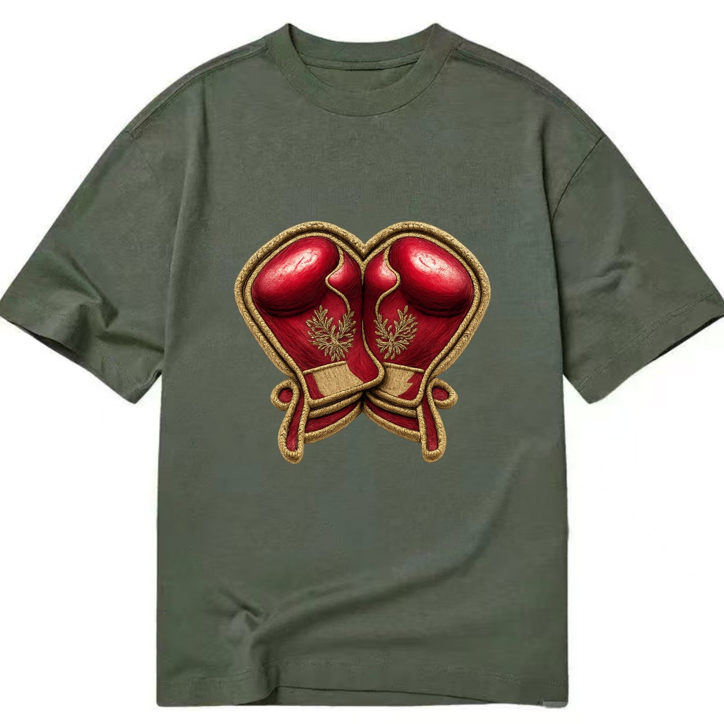 Embroidered patch design - BOXING GLOVES - red boxing gloves crossed in crimson - Classic T-shirt - Army Green