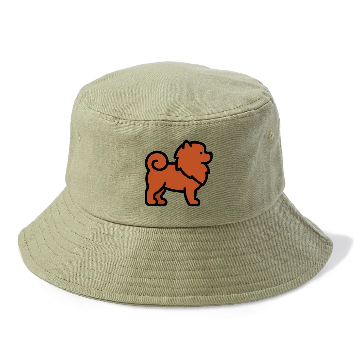 Chow Chow - Red fluffy flat side profile - Bucket Hat - Army Green