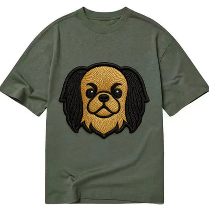 Japanese Chin - Modern flat-face logo wi - Classic T-shirt - Army Green