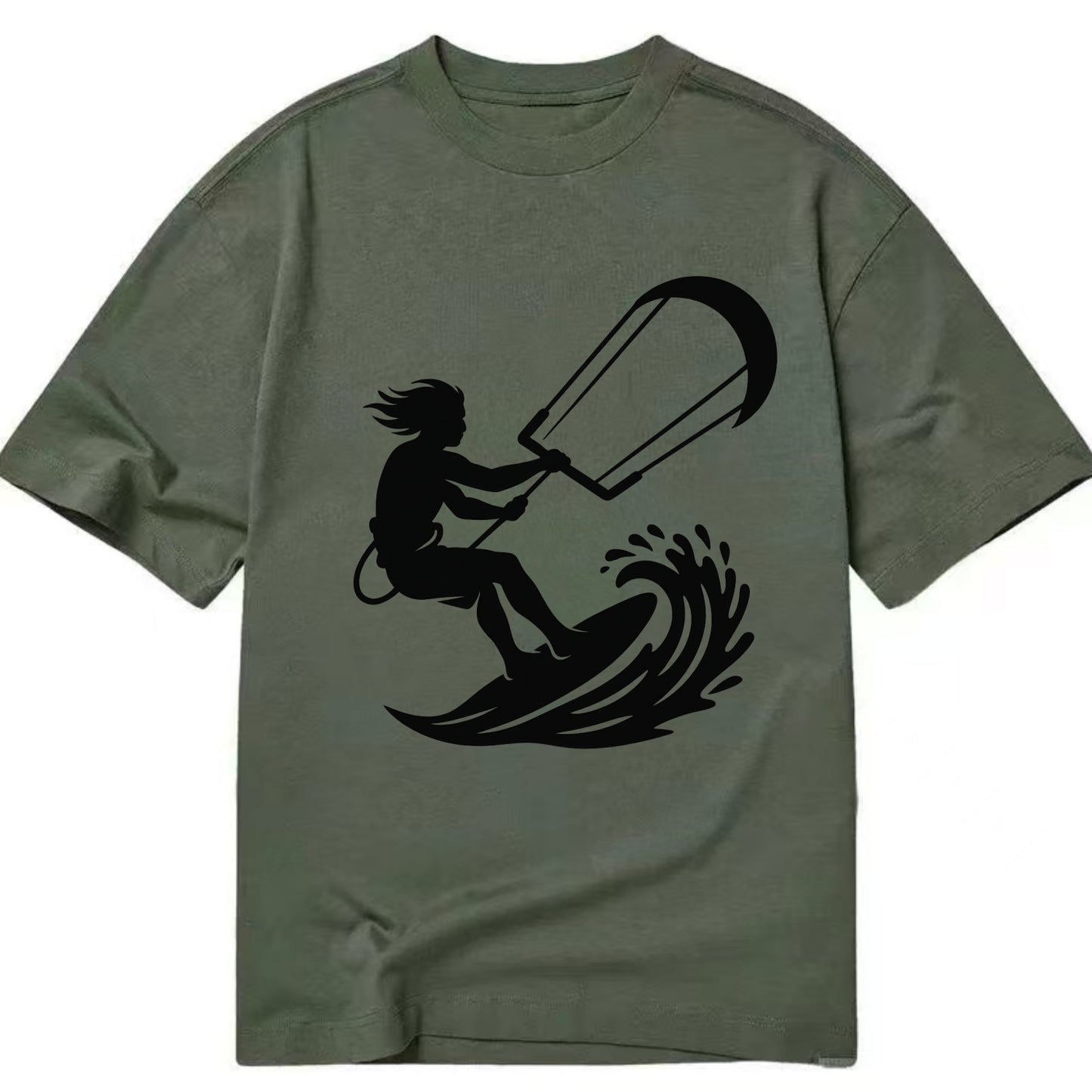 Kite surfer riding wave - Classic T-shirt - Army Green