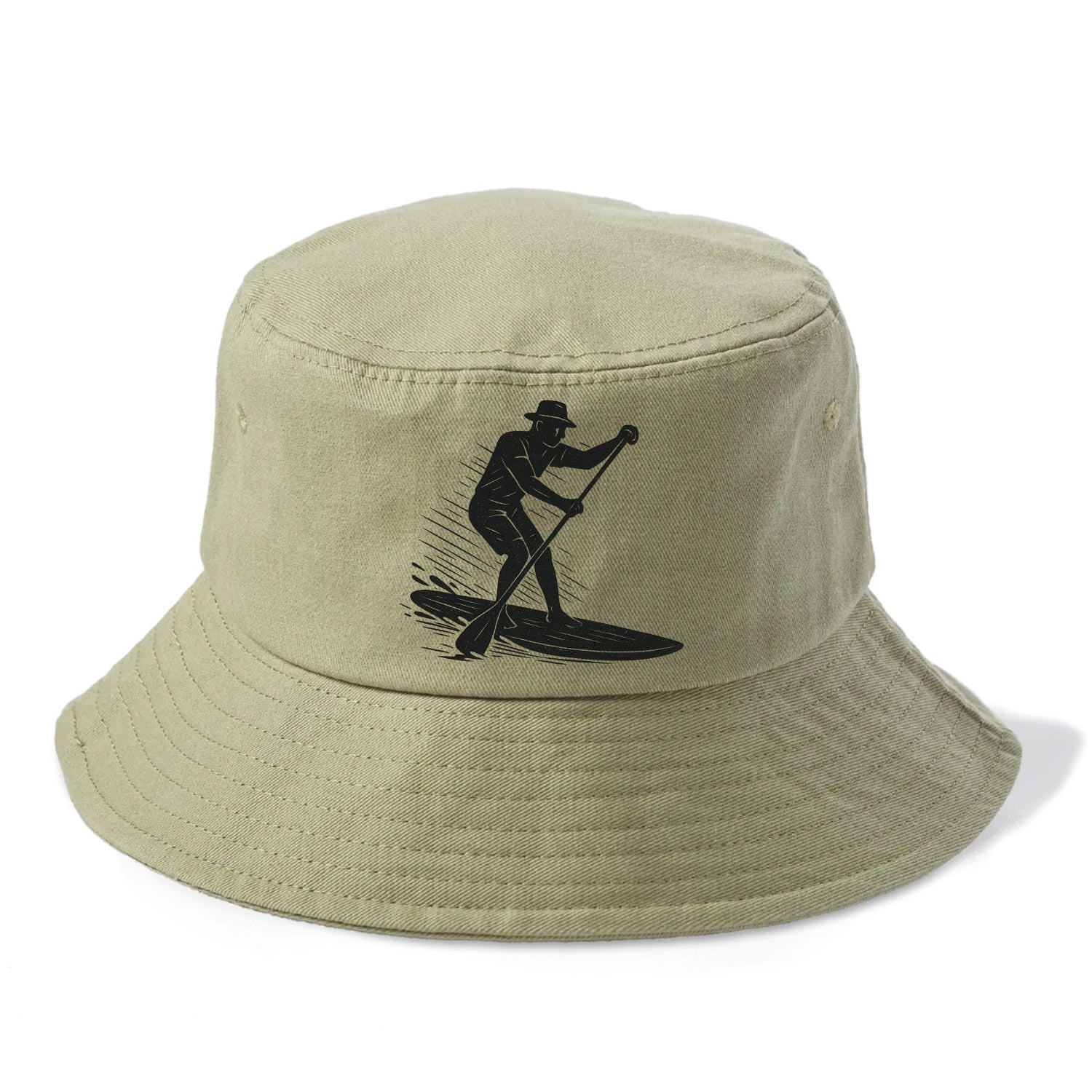 Stand-up paddleboarder on calm water - Bucket Hat - Army Green