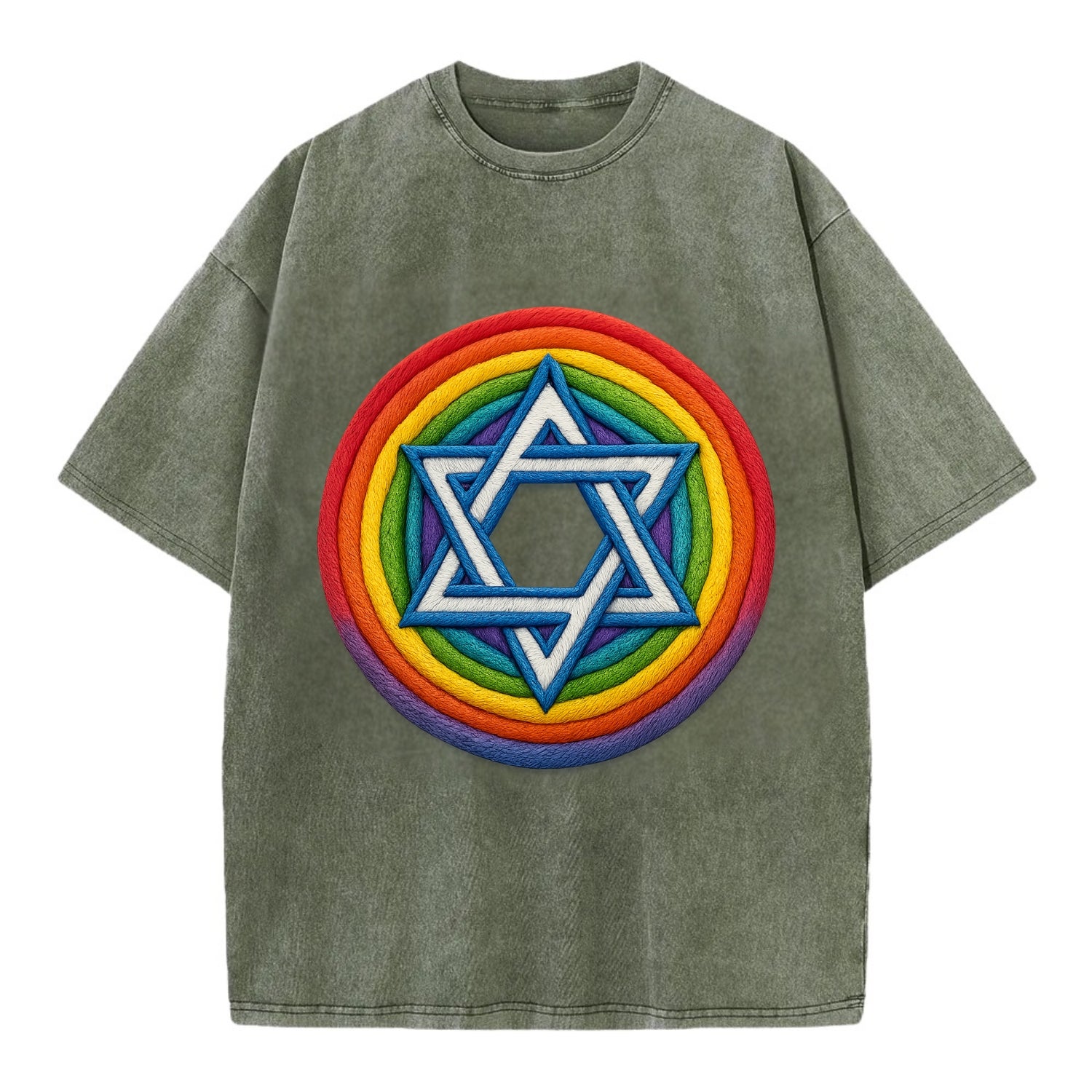 Star of David  - Vintage T-shirt - Army Green
