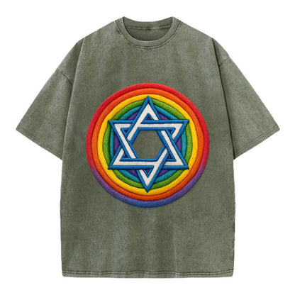 Star of David  - Vintage T-shirt - Army Green