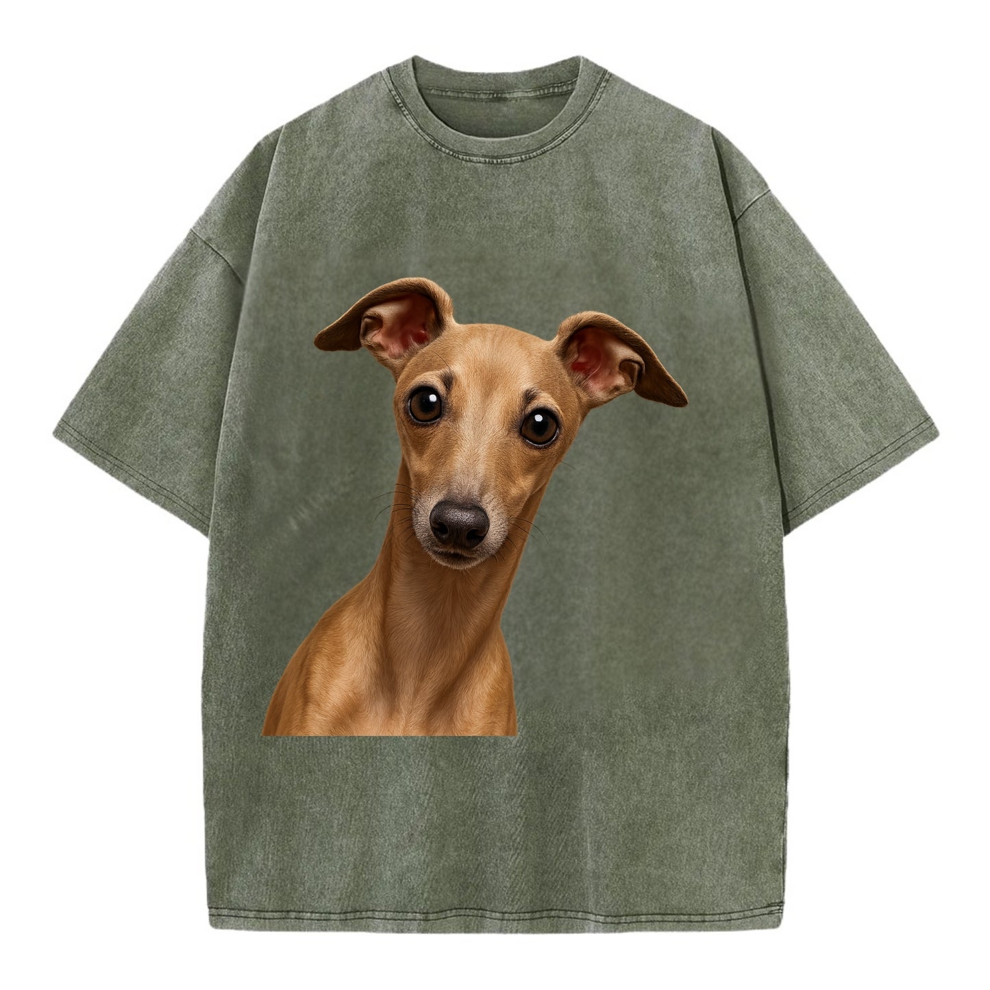 Italian Greyhound  - Vintage T-shirt - Army Green