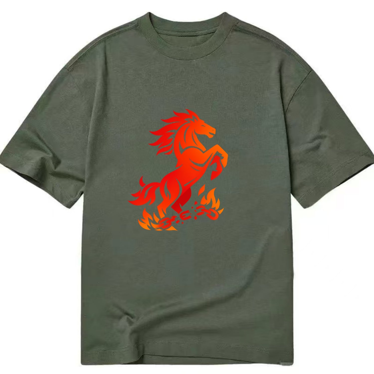 FREEDOM FLAMES | Wild horse breaking fire chains | Liberation | Barriers burned | - Classic T-shirt - Army Green