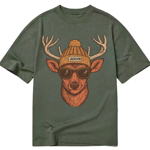 Mississippi White-tailed Deer wearing Jackson beanie with pom pom and wayfarer - Classic T-shirt