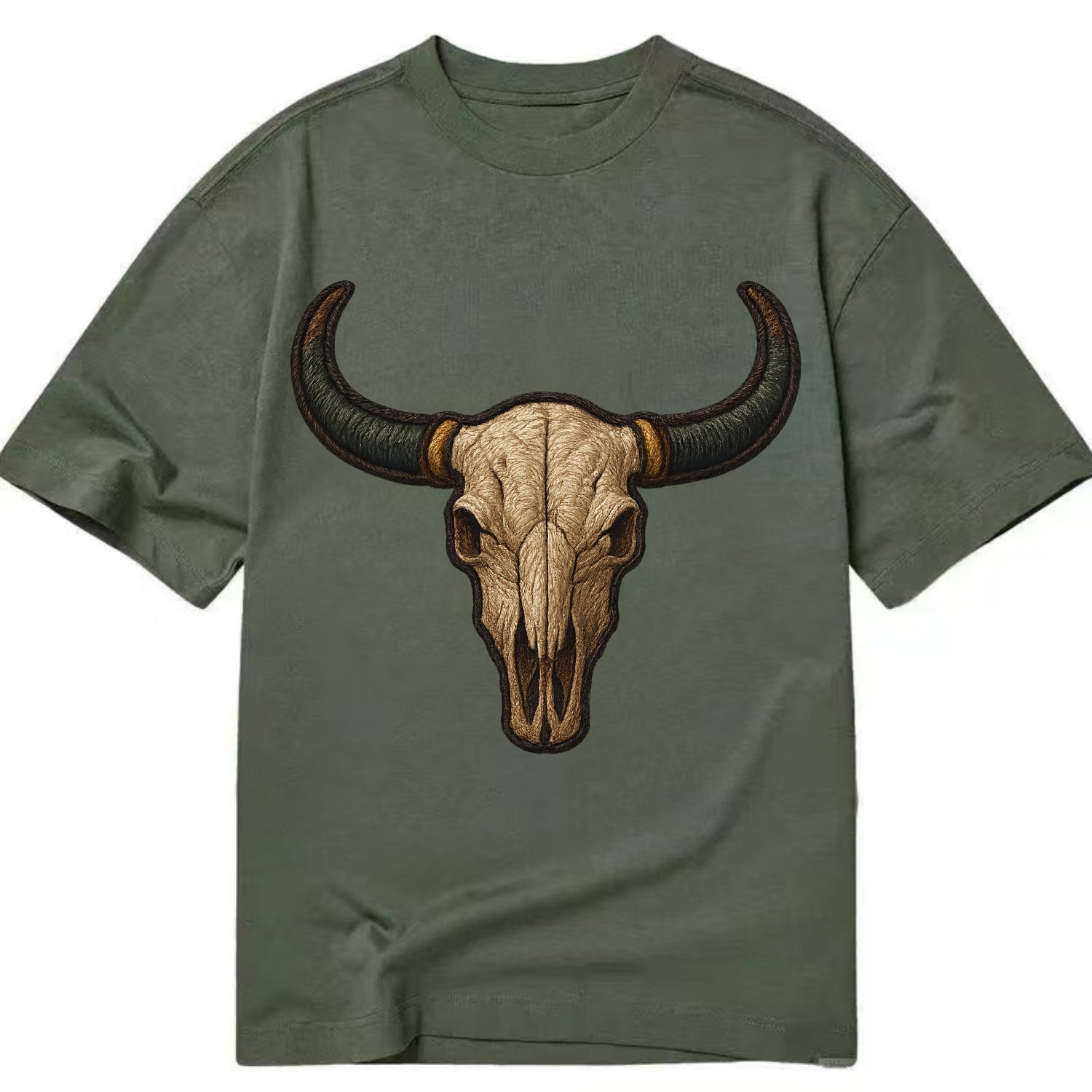 Bull Skull  - Classic T-shirt - Army Green