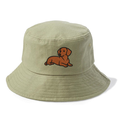 Dachshund - Red smooth relaxed lying dow Bucket Hat - Army Green