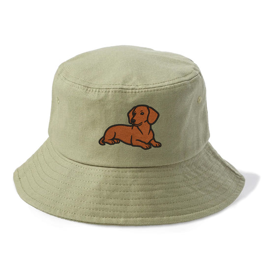 Dachshund - Red smooth relaxed lying dow Bucket Hat - Army Green