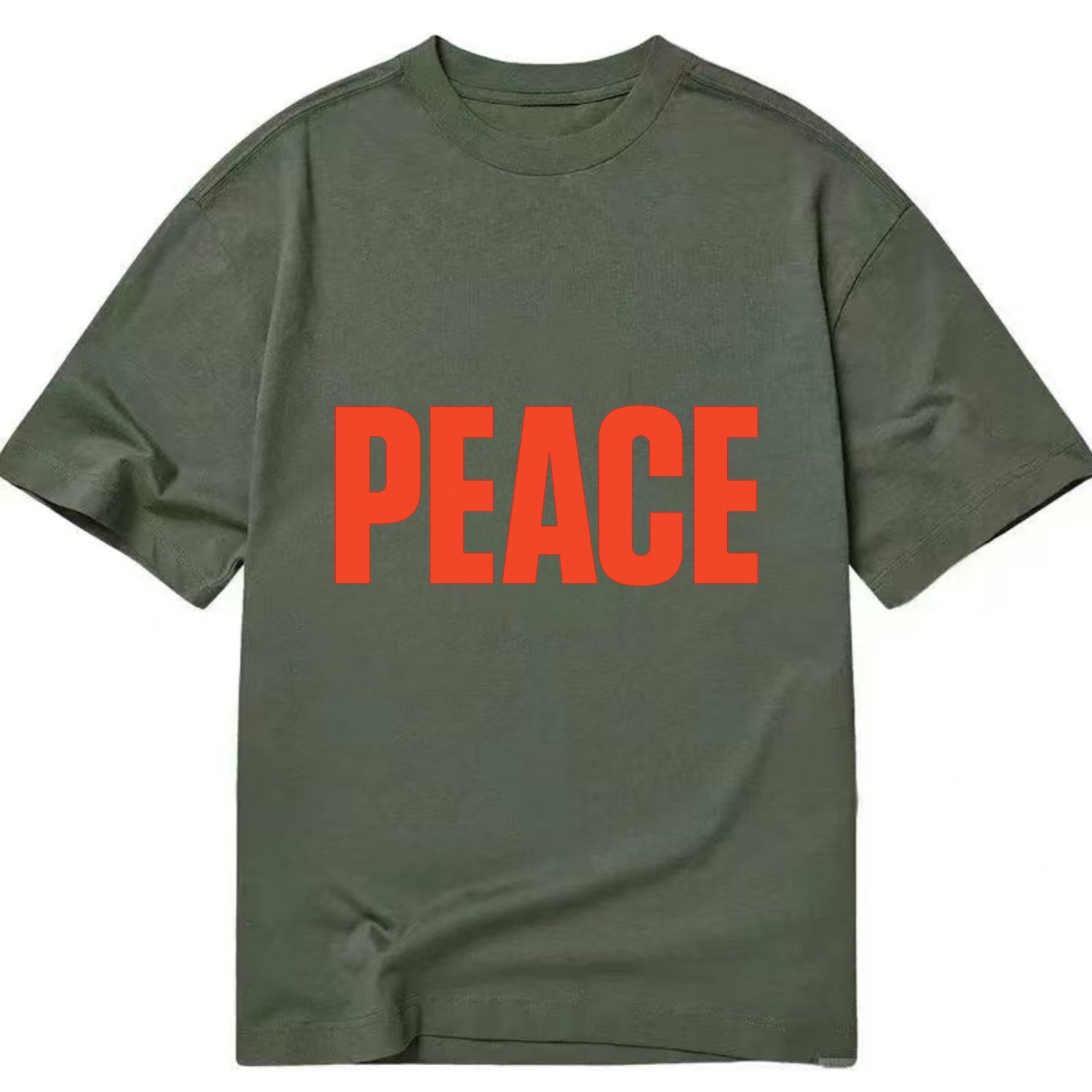 Bold typography design - "PEACE" - inner calm, tranquility, serenity - Classic T-shirt - Army Green