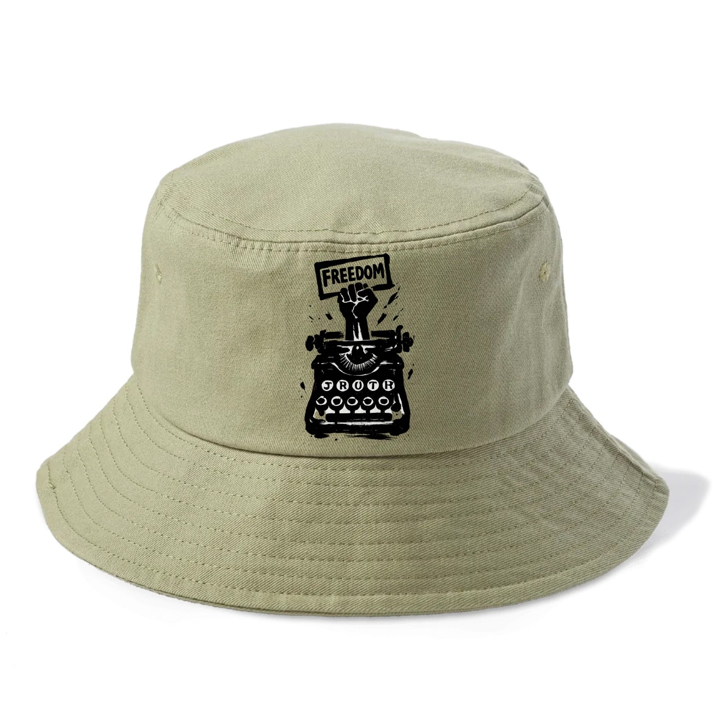 Typewriter keys - journalism and truth ink art - Bucket Hat - Army Green