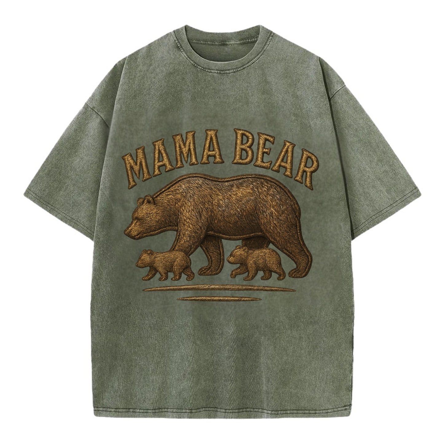Mama Bear  - Vintage T-shirt - Army Green