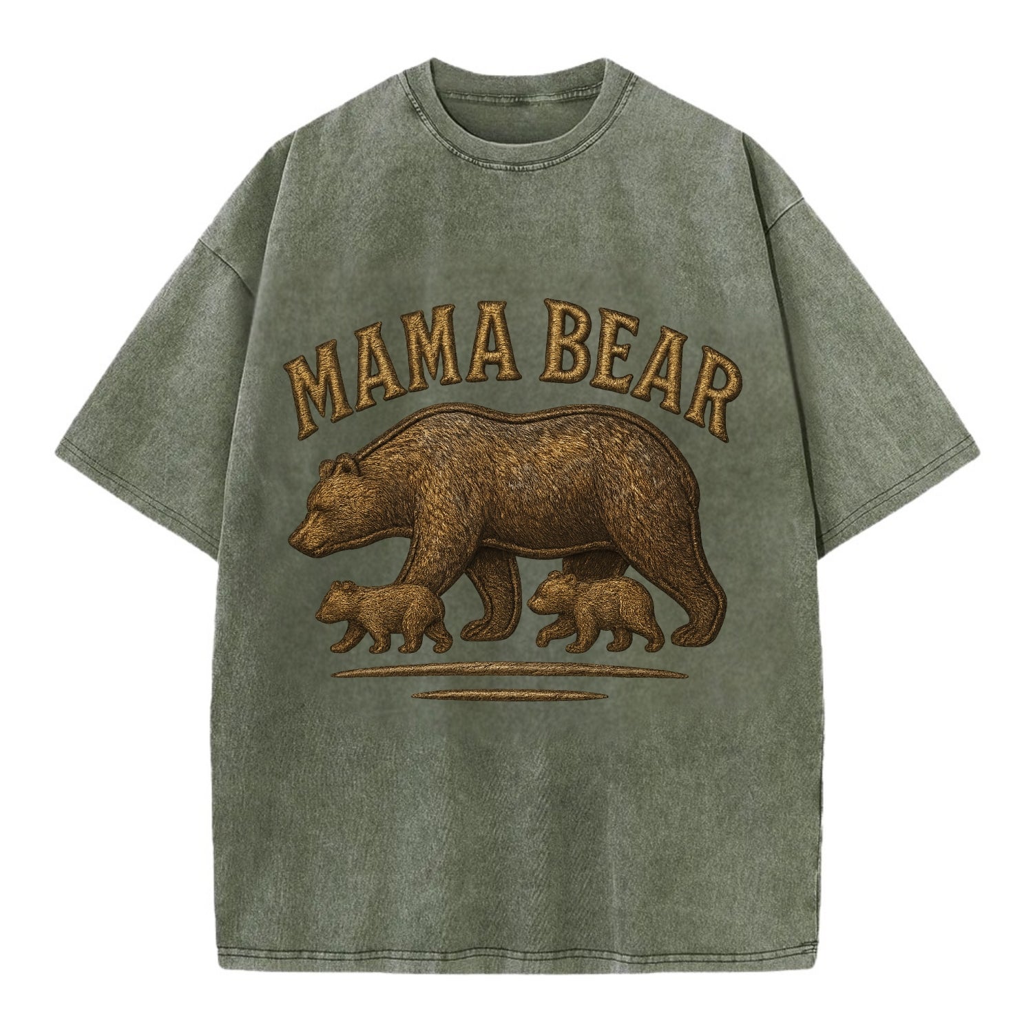 Mama Bear  - Vintage T-shirt - Army Green
